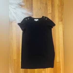 Michael Kors Short Sleeve Gold Grommet Lace Up Shoulder Dress